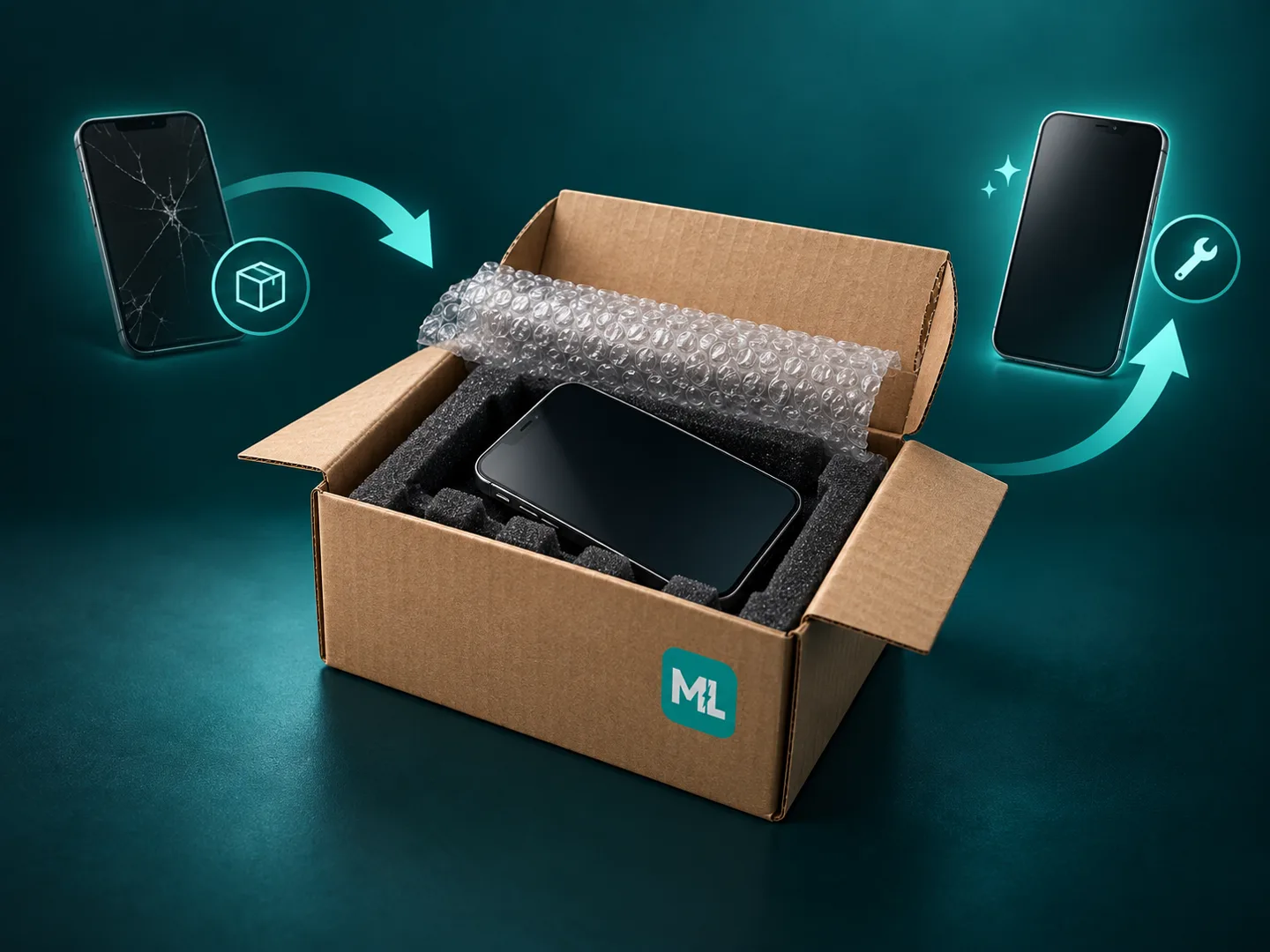 Smartphone sicher verpackt für die Einsendereparatur bei MobileLab Bern